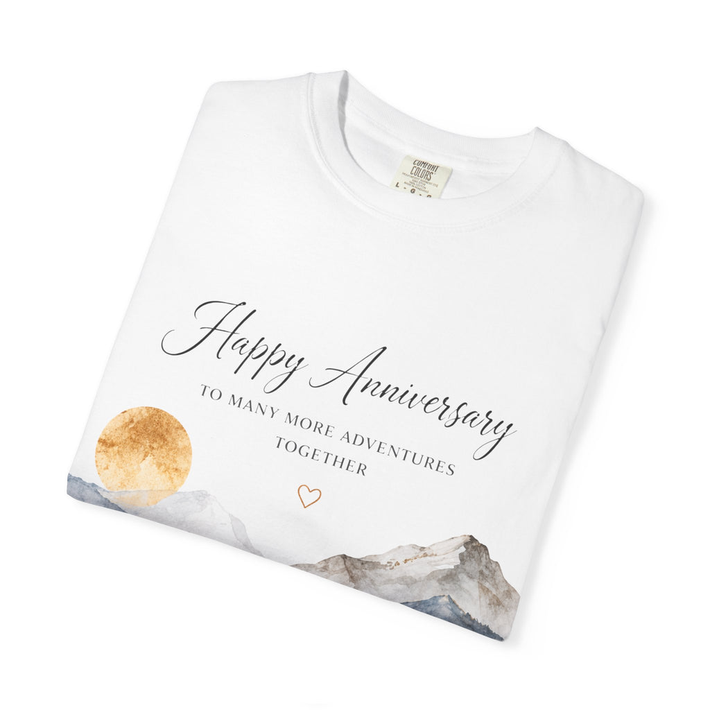Anniversary Mountain Lake T-Shirt — "Happy Anniversary" Personalized Nature Tee