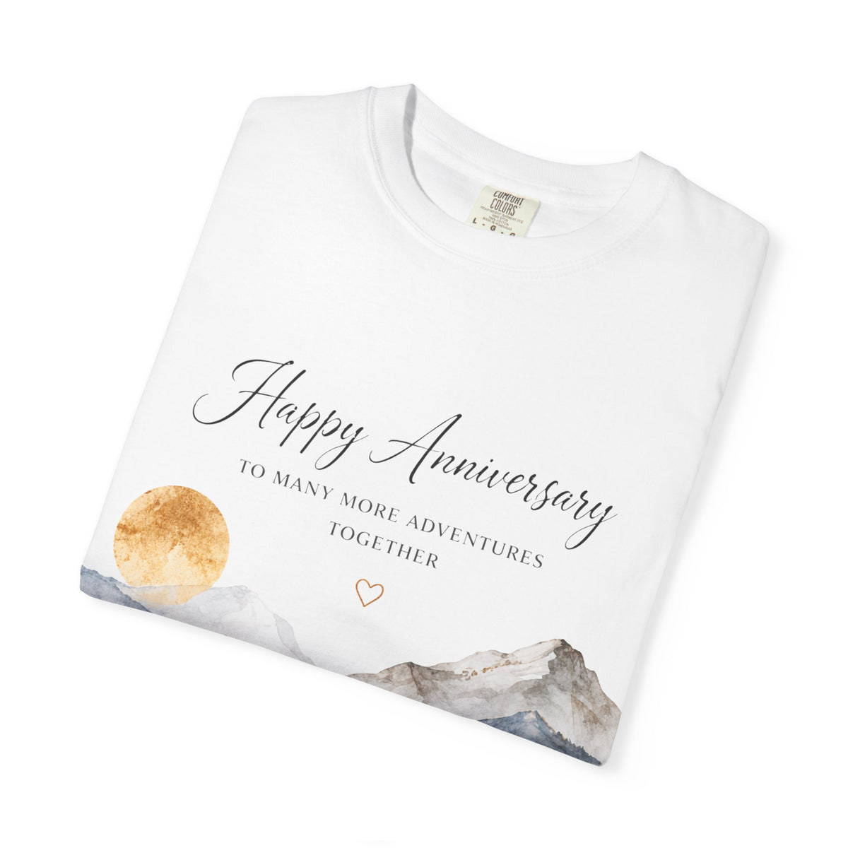 Anniversary Mountain Lake T-Shirt — "Happy Anniversary" Personalized Nature Tee