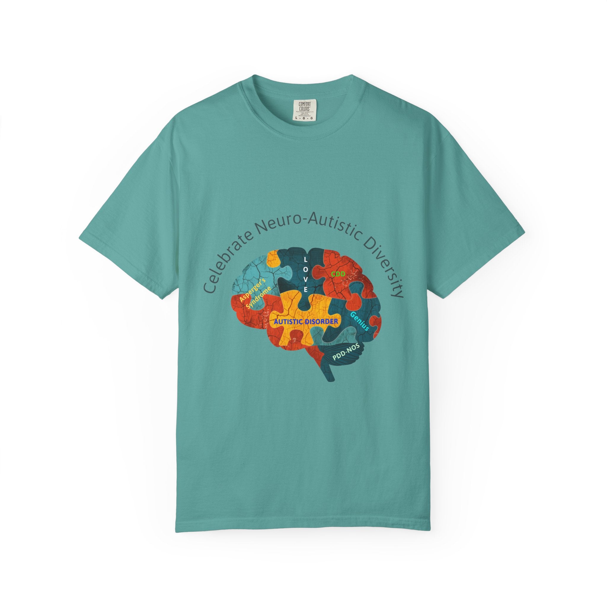 Autistic Neurodiversity Puzzle Brain T-Shirt — "Celebrate Neuro-Autistic Diversity"