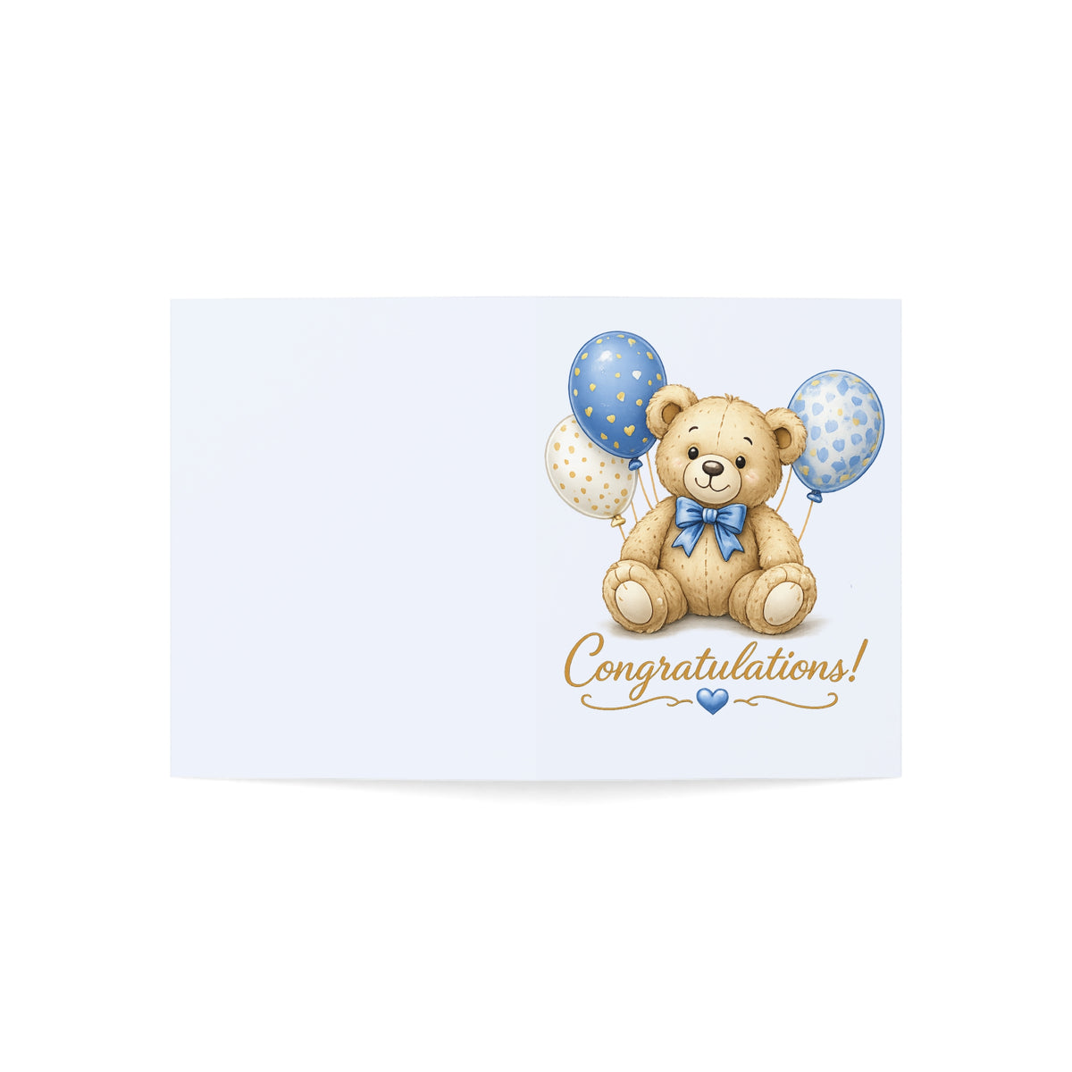 Baby Boy Congratulations Card – Cute Teddy & Balloons Greeting Card (Pack of 1/10/30/50)