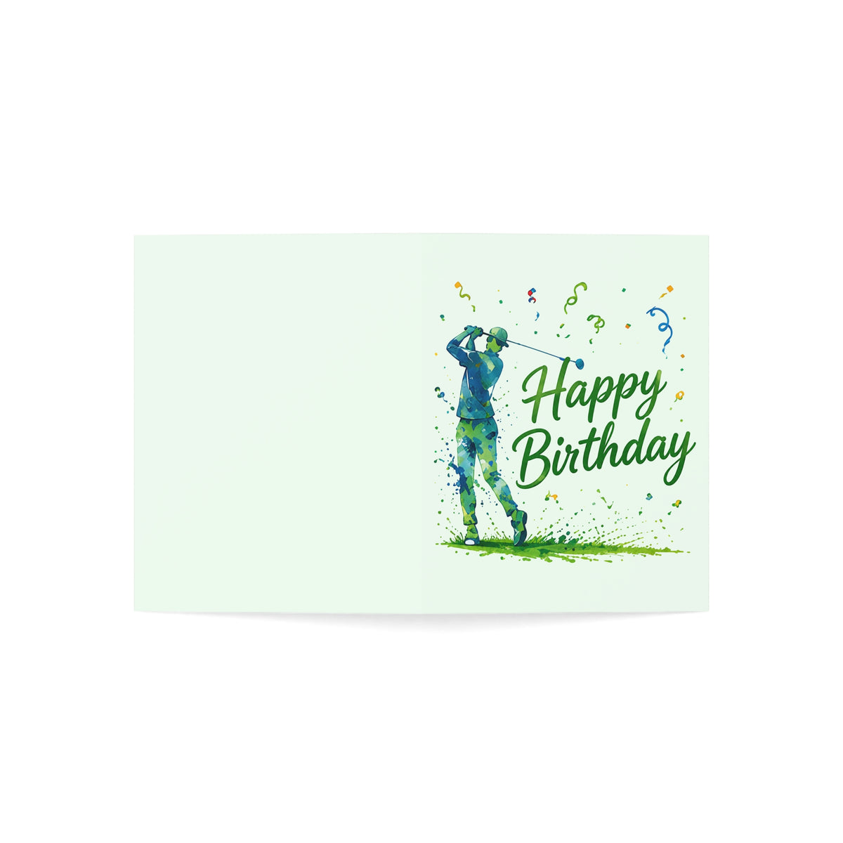 Golf Happy Birthday Greeting Card — Folded Birthday Card for Golfers (1/10/30/50 pcs)