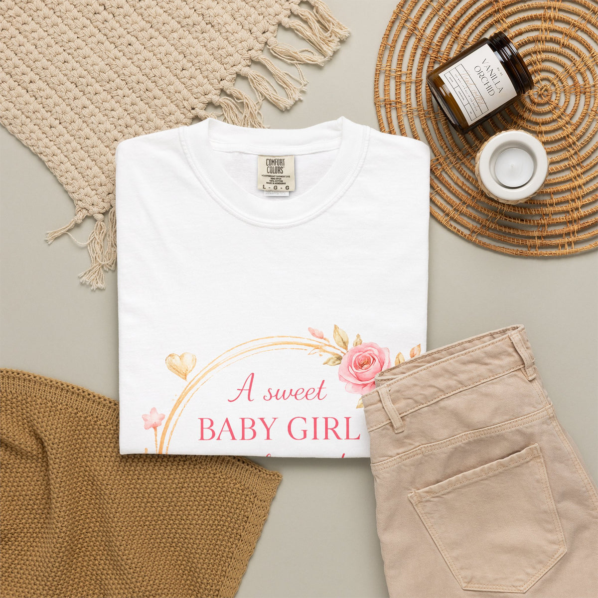 Baby Girl Floral Tee — "A Sweet Baby Girl" Keepsake T-Shirt