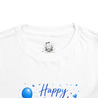 1st Birthday Toddler Tee – Blue Cake, Balloons & Gift Design