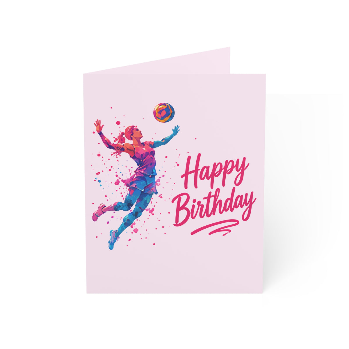 Volleyball Happy Birthday Greeting Card — Colorful Athletic Birthday Card