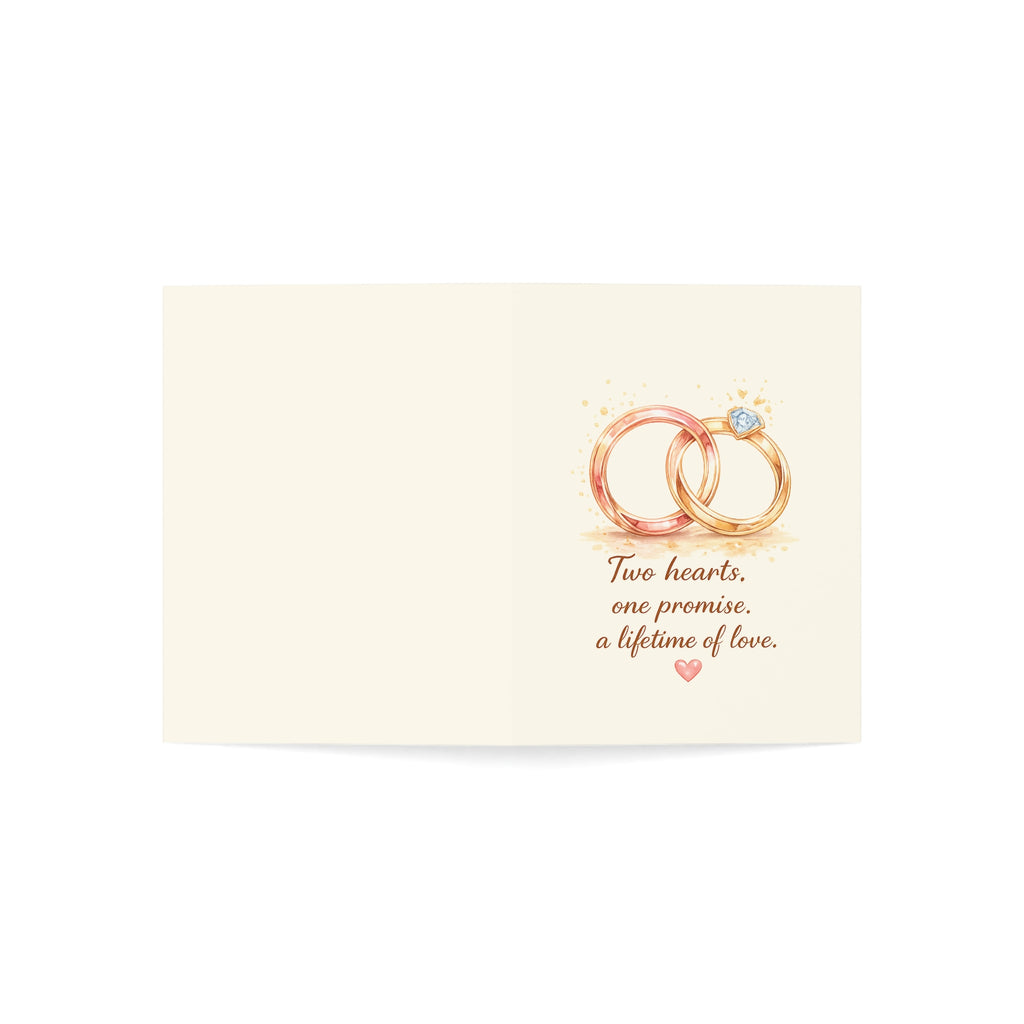 Wedding Rings Greeting Card – “Two hearts, one promise” Set (1/10/30/50 pcs)