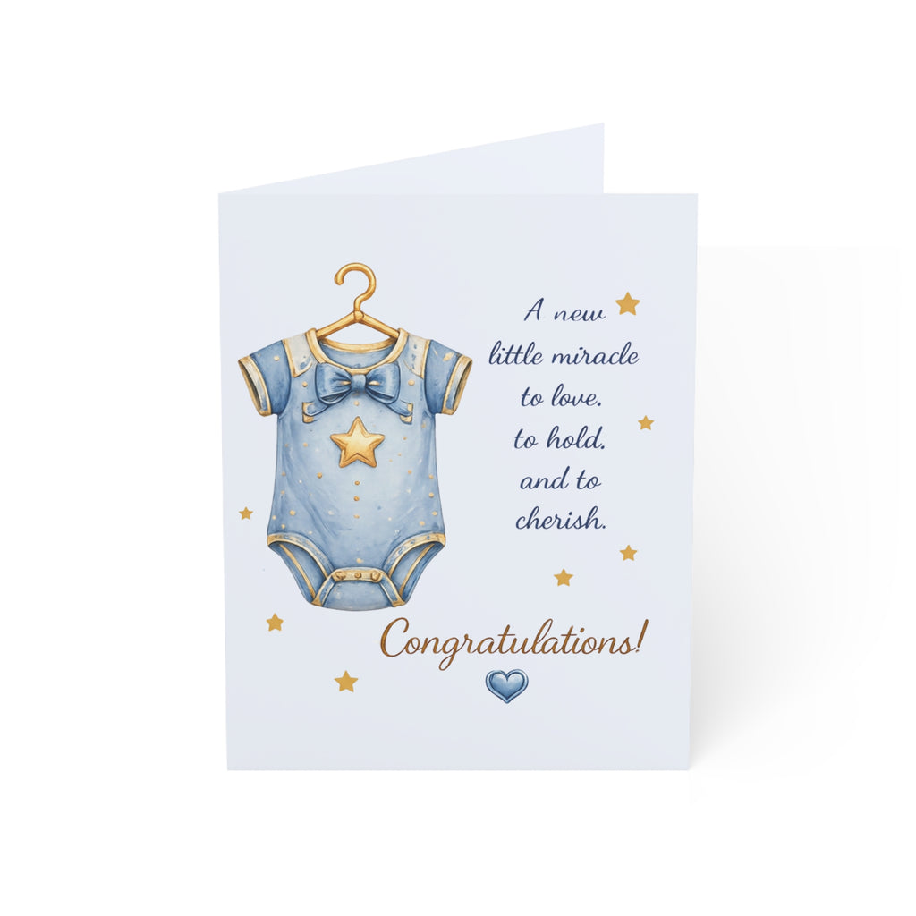 Baby Boy Congratulations Card – Newborn Onesie Greeting Card (Pack of 1/10/30/50)