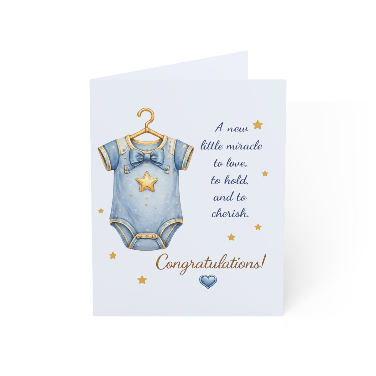 Baby Boy Congratulations Card – Newborn Onesie Greeting Card (Pack of 1/10/30/50)