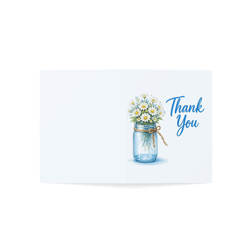 Thank You Card — Daisies in Mason Jar Floral Greeting Card (Single or Multi-Pack)