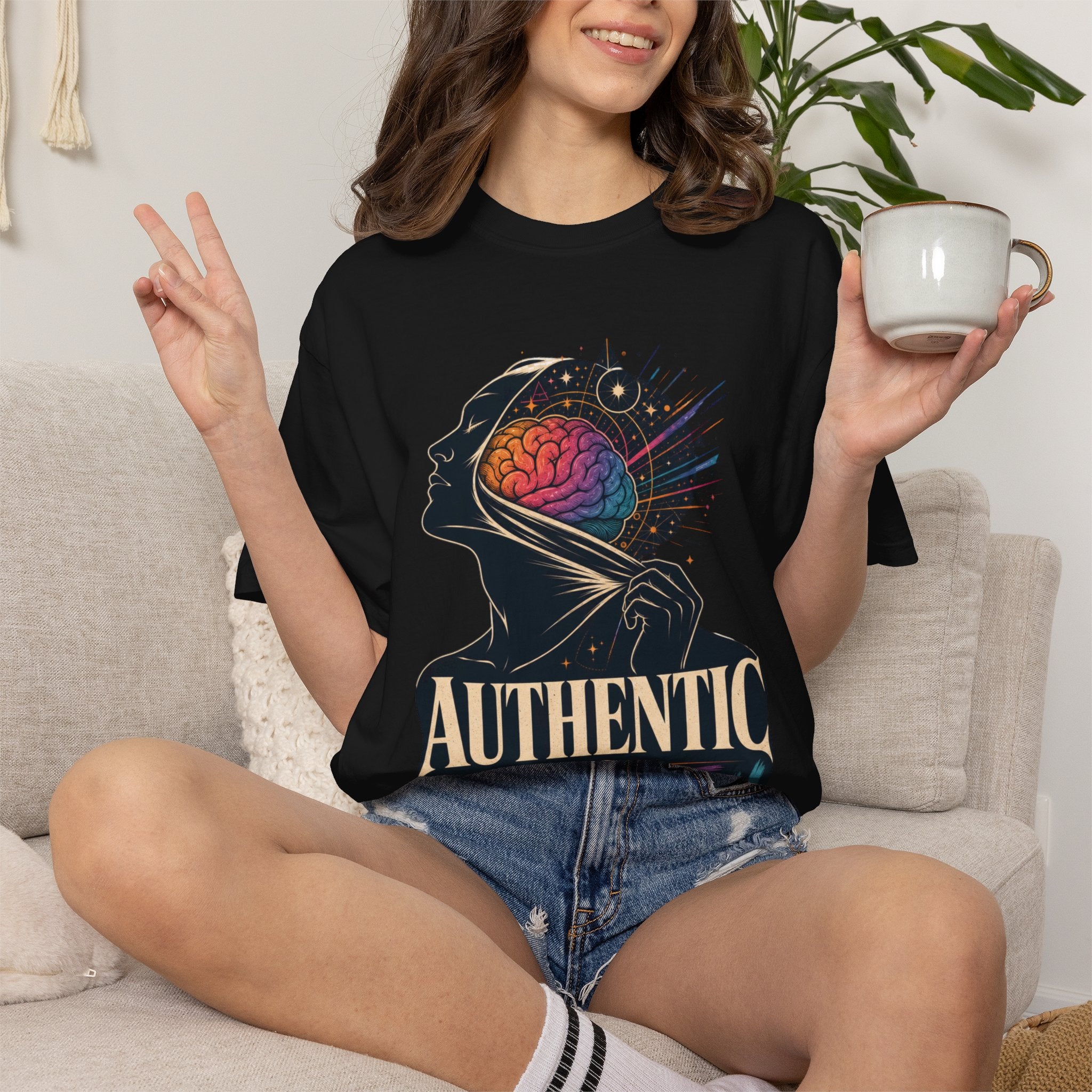 Authentic Is Beautiful Graphic T-Shirt — Pride Rainbow Mind Empowerment Tee