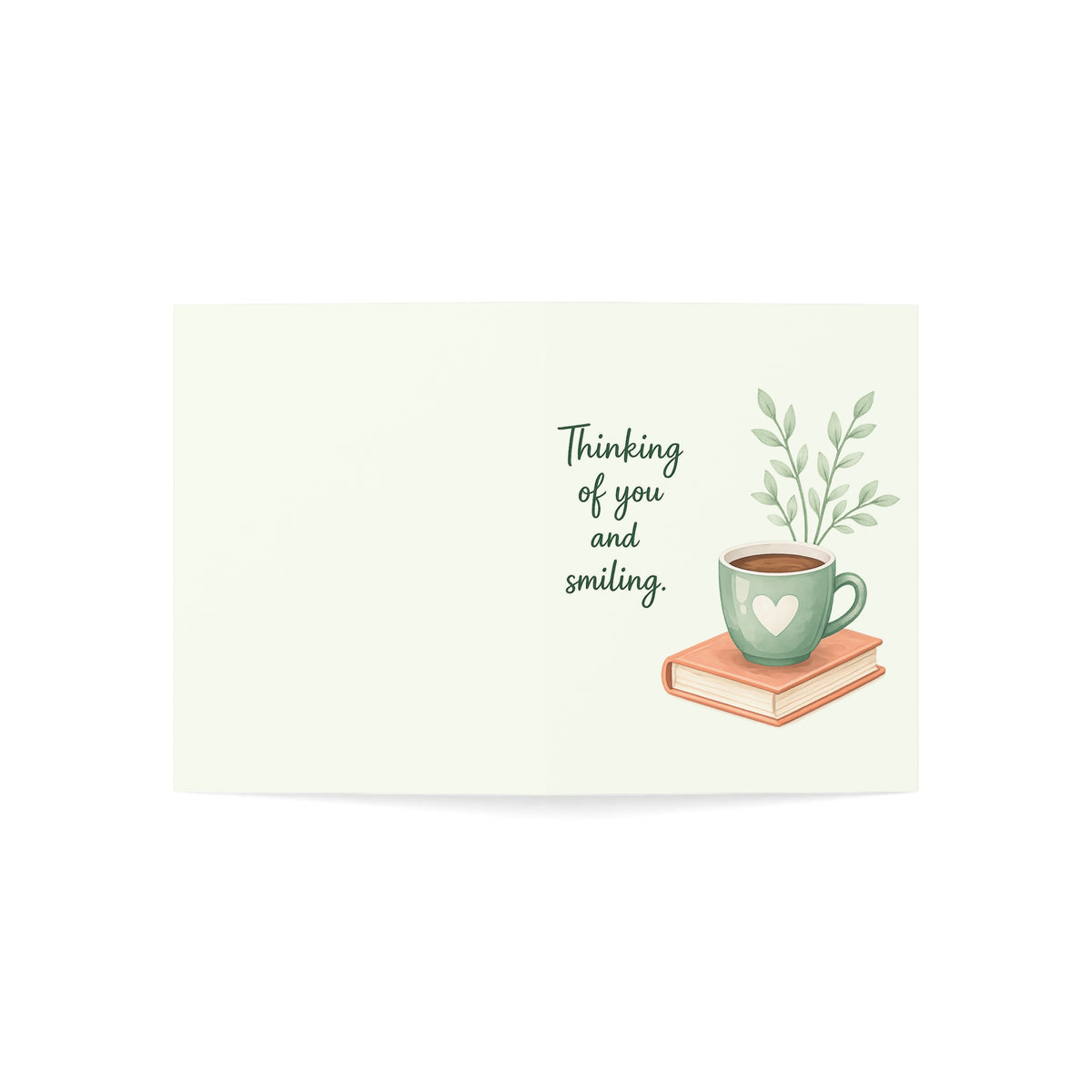 Thinking of You Greeting Card — Cozy Mug & Book Sympathy/Encouragement Card (single or pack)