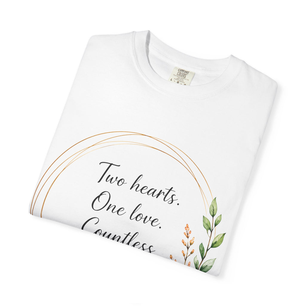 Two Hearts One Love Floral T-Shirt — Romantic Wedding & Anniversary Gift