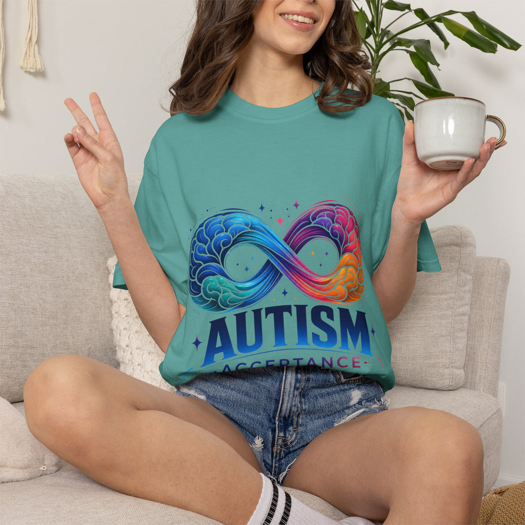 Autism Acceptance T-Shirt — Infinity Puzzle Rainbow Design