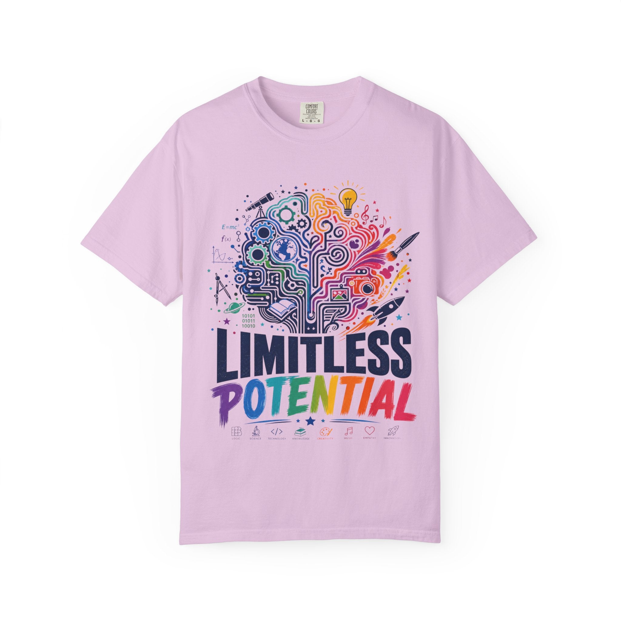 Limitless Potential T-Shirt — Inspirational Brain & Rainbow Design