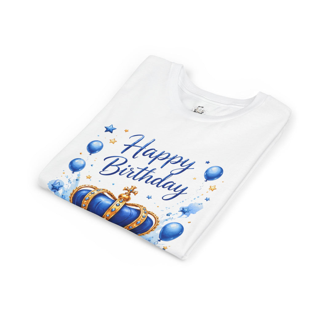 Happy Birthday Royal Crown Youth Tee – Blue Balloon Kids Birthday Shirt