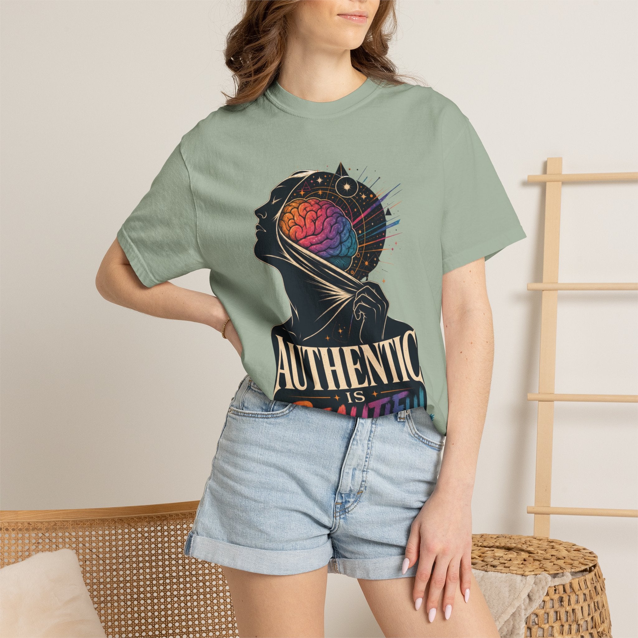 Authentic Is Beautiful Graphic T-Shirt — Pride Rainbow Mind Empowerment Tee