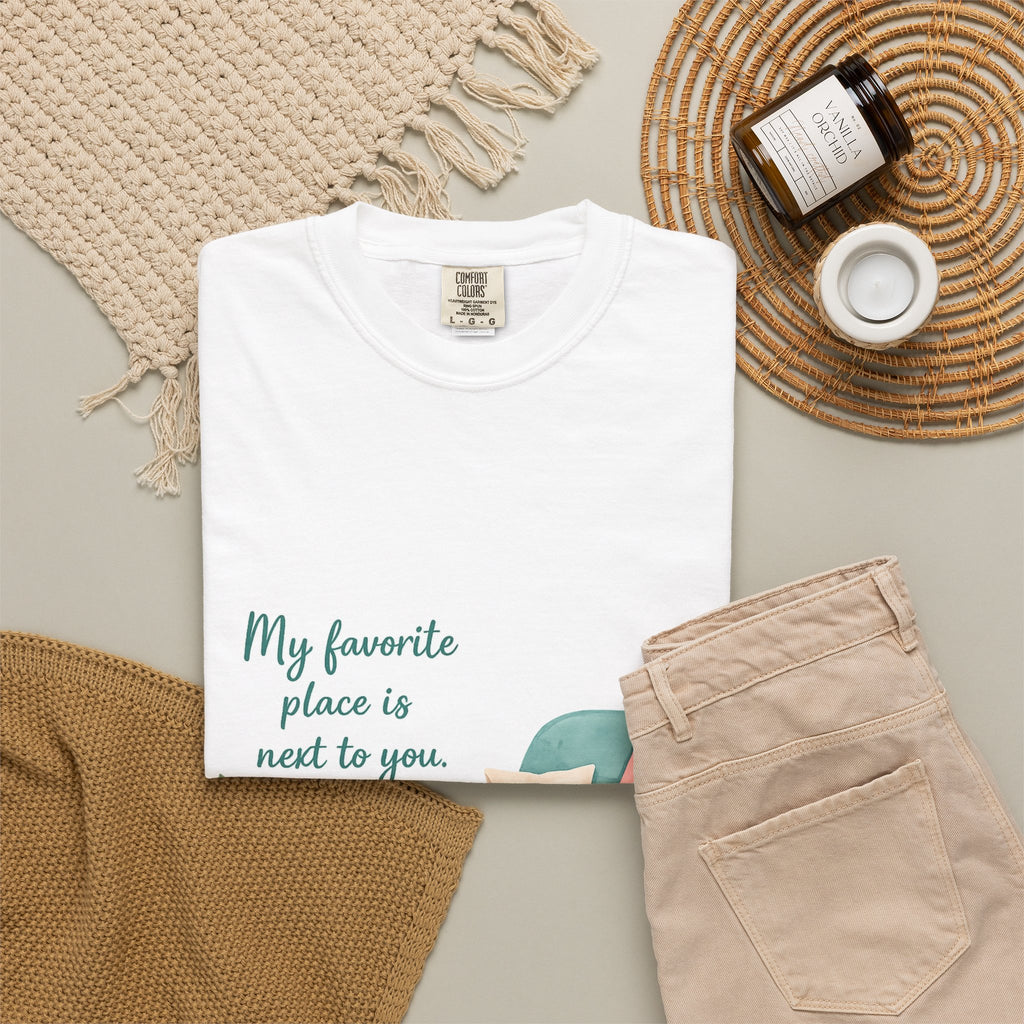 Cozy Chair T‑Shirt — "My favorite place is next to you" Casual Graphic Tee