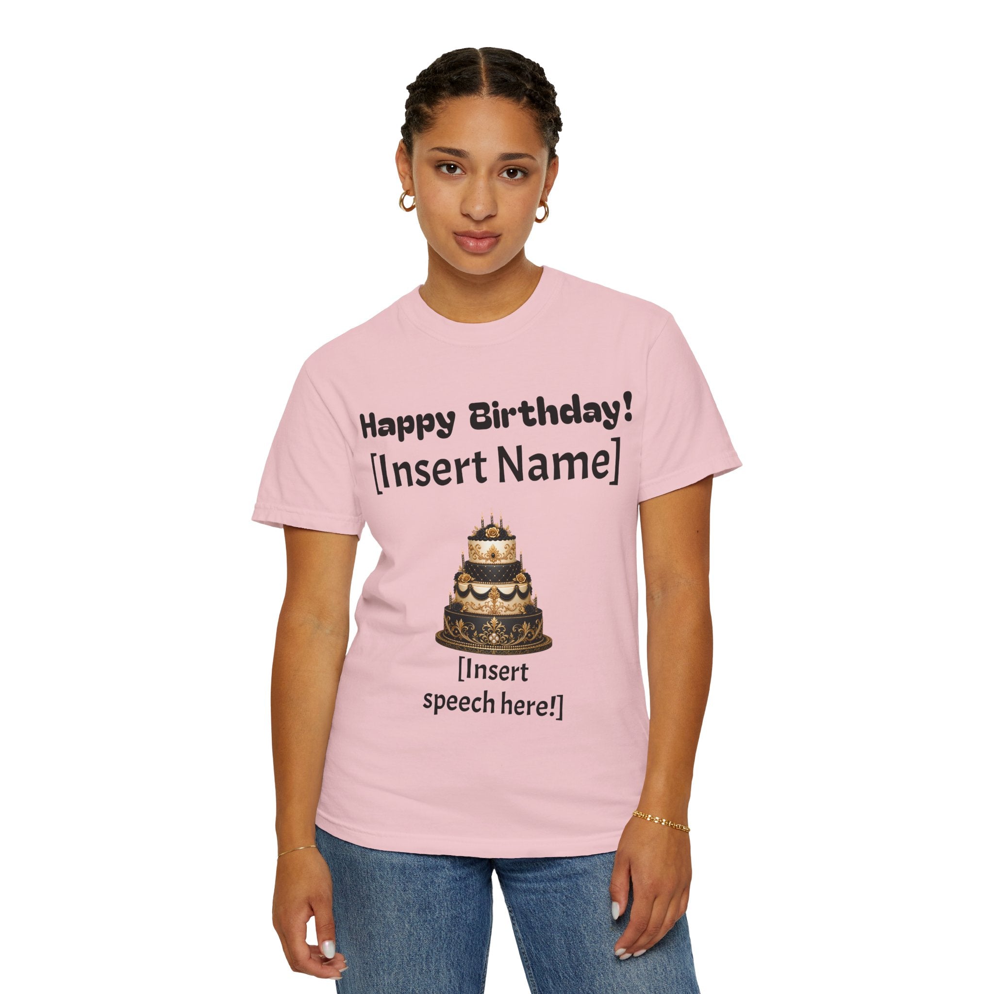 Birthday Cake Personalized T‑Shirt — "Happy Birthday! [Insert Name]" Customizable Tee