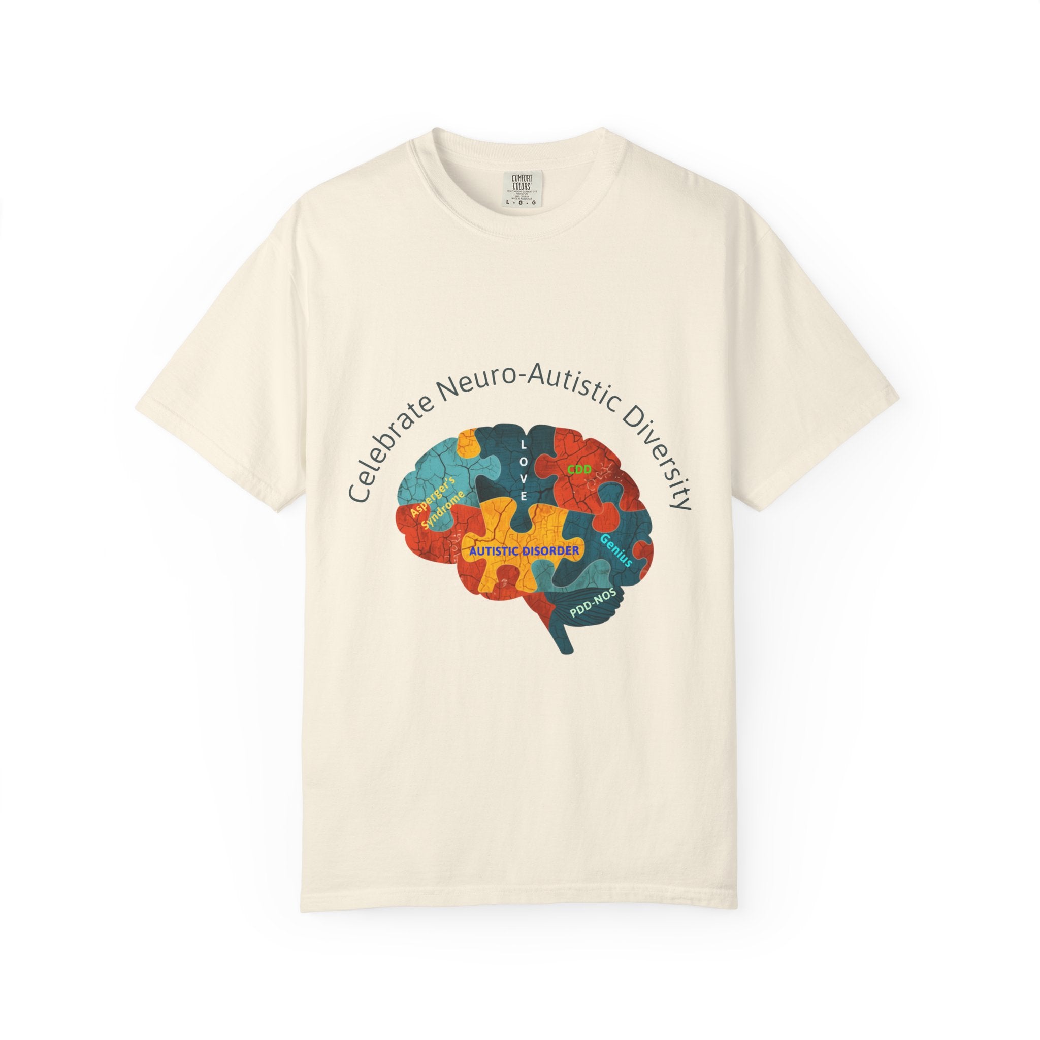 Autistic Neurodiversity Puzzle Brain T-Shirt — "Celebrate Neuro-Autistic Diversity"