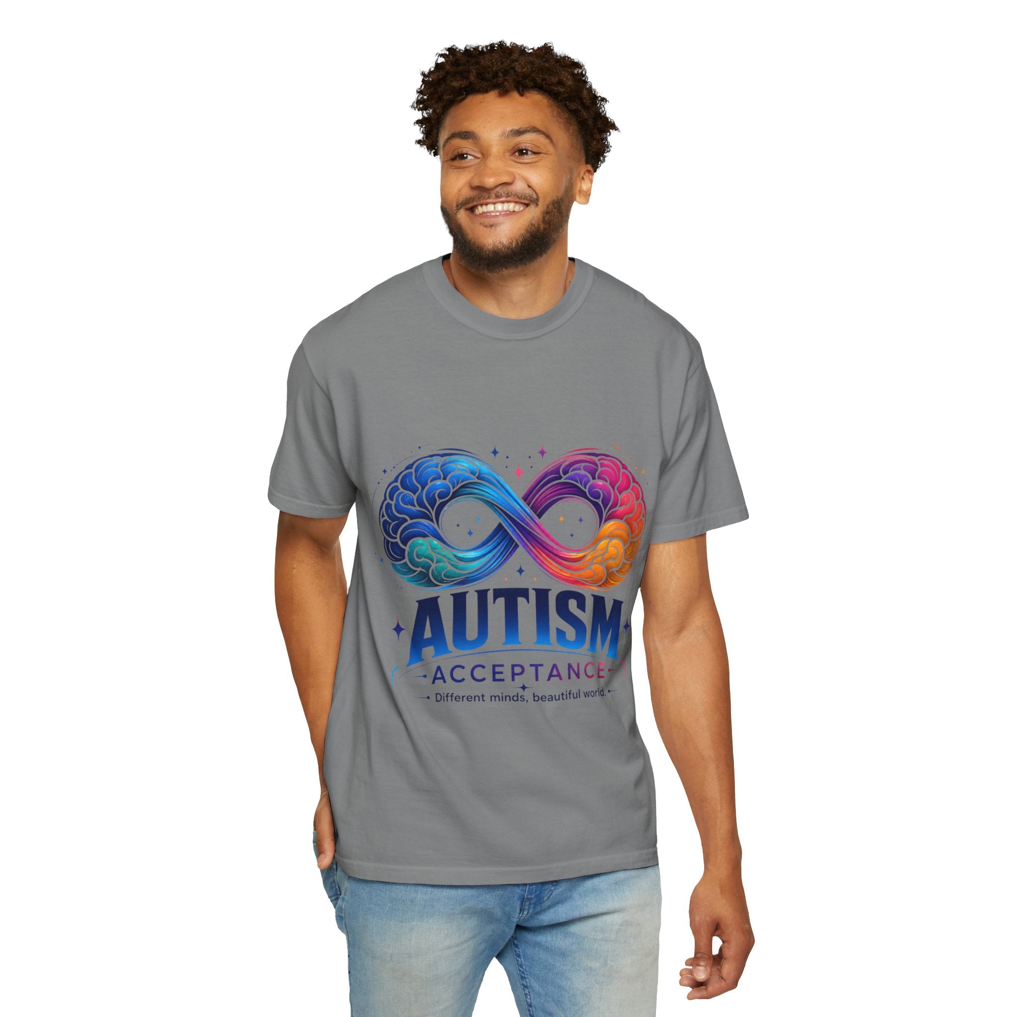 Autism Acceptance T-Shirt — Infinity Puzzle Rainbow Design