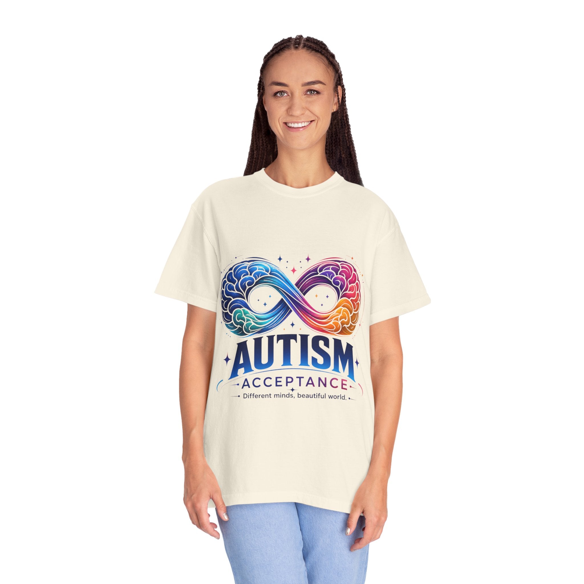 Autism Acceptance T-Shirt — Infinity Puzzle Rainbow Design