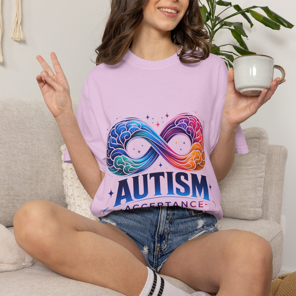 Autism Acceptance T-Shirt — Infinity Puzzle Rainbow Design