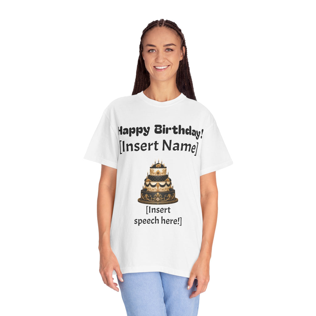 Birthday Cake Personalized T‑Shirt — "Happy Birthday! [Insert Name]" Customizable Tee