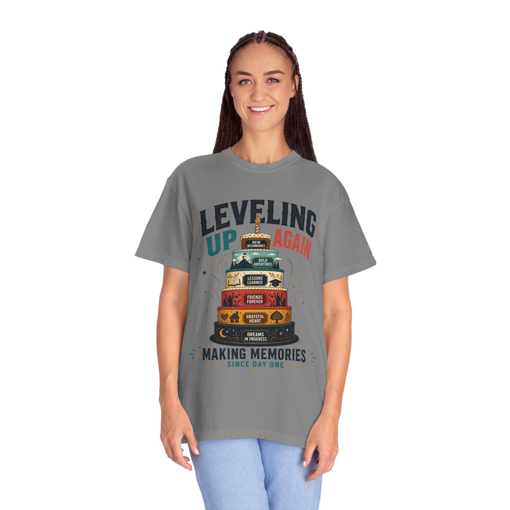 Leveling Up Again T-Shirt — "Making Memories Since Day One" Gamer Birthday Tee