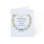 Baby Boy Congratulations Card – "A baby boy to love and cherish" Floral Heart Greeting Card (Single or Bulk Packs)