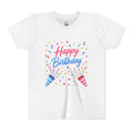 Happy Birthday Youth Tee — Colorful Confetti Party Shirt for Kids