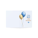 Baby Boy Greeting Card – "A Little Boy a Big Blessing" Newborn Card with Blue Balloons (Pack of 1, 10, 30, 50)