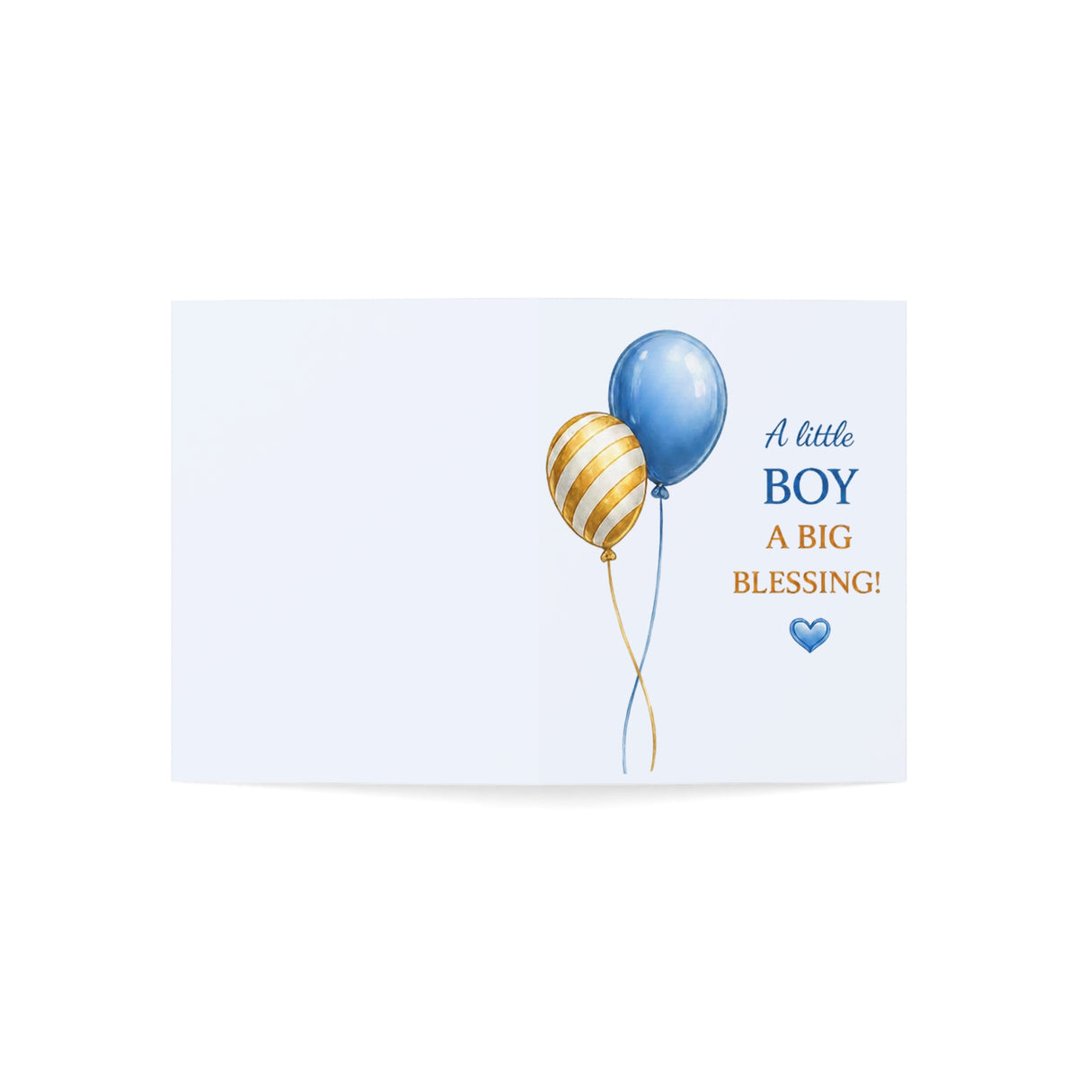 Baby Boy Greeting Card – "A Little Boy a Big Blessing" Newborn Card with Blue Balloons (Pack of 1, 10, 30, 50)