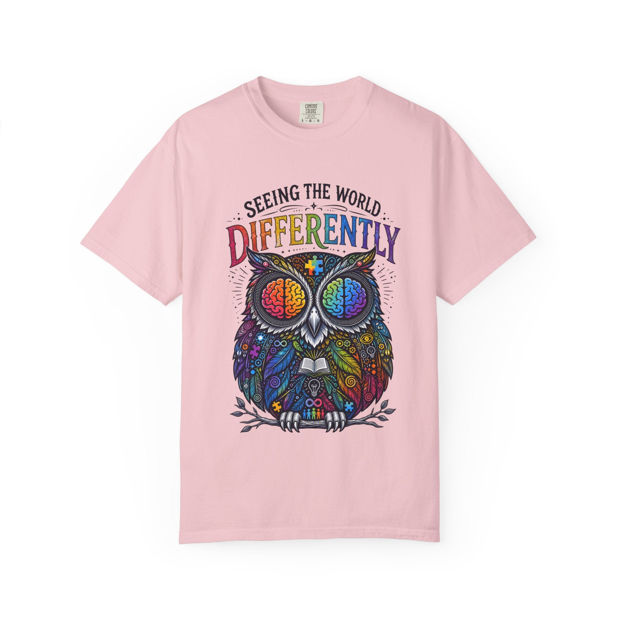 Seeing the World Differently Owl T-Shirt — Colorful Psychedelic Autism Awareness Tee