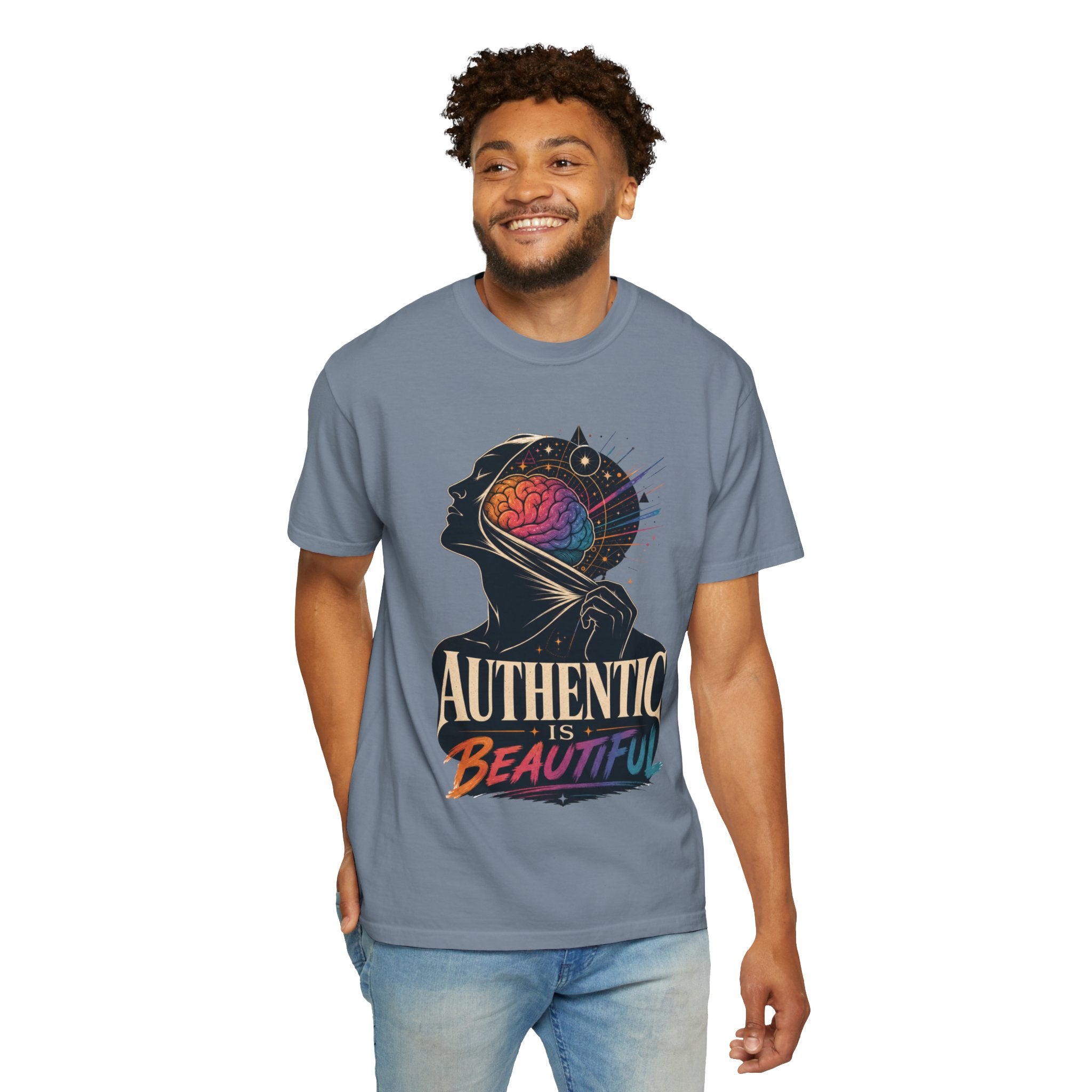 Authentic Is Beautiful Graphic T-Shirt — Pride Rainbow Mind Empowerment Tee