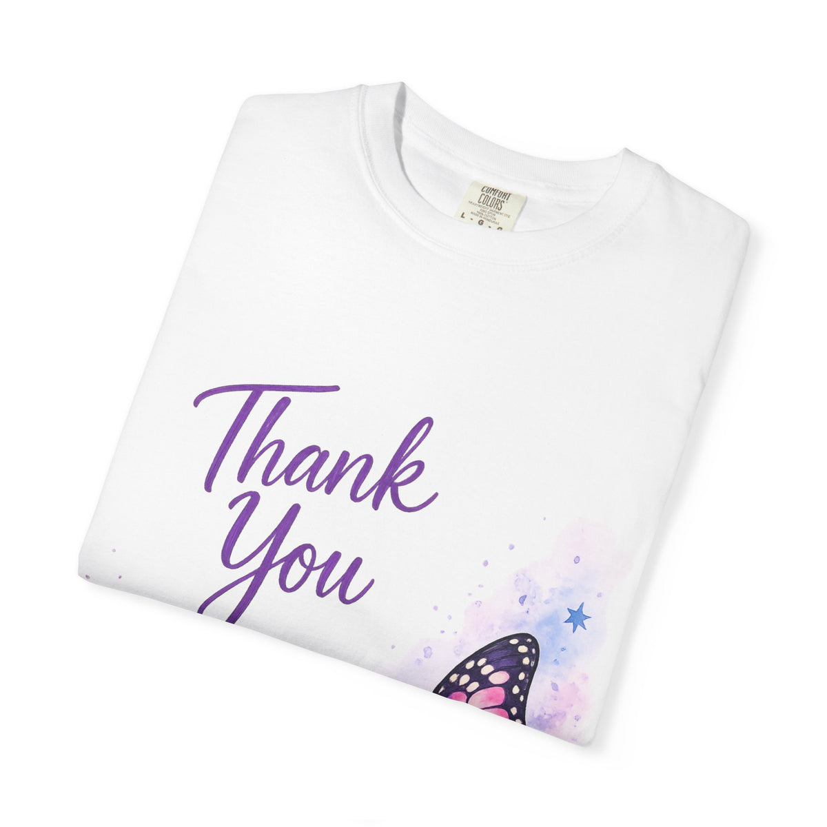 Thank You Butterfly T-Shirt — Lavender Watercolor Gratitude Tee