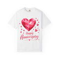 Anniversary Heart T-Shirt — Geometric Pink Heart "Happy Anniversary" Tee